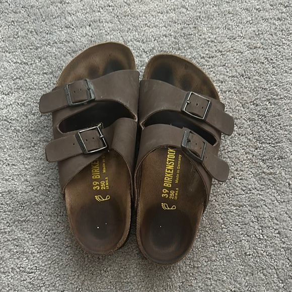 Birkenstock Shoes - Birkenstock Brown Sandals with Adjustable Straps and Contoured Footbed